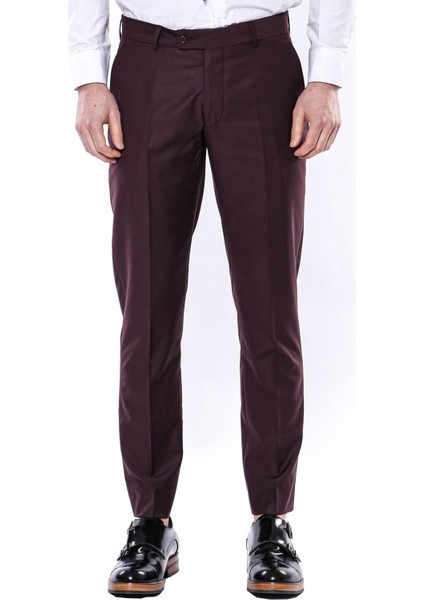 Erkek Slim Fit Düz Kumaş Pantolon