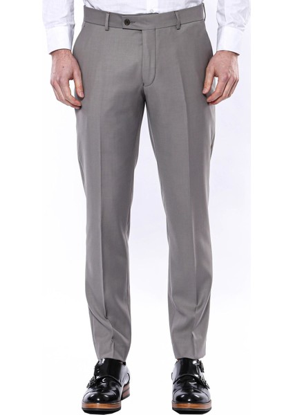 Erkek Slim Fit Düz Kumaş Pantolon