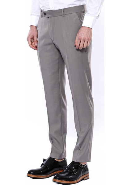 Erkek Slim Fit Düz Kumaş Pantolon