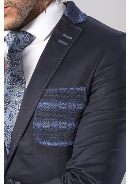 Erkek Pamuk Sivri Yaka Slim Fit Ceket