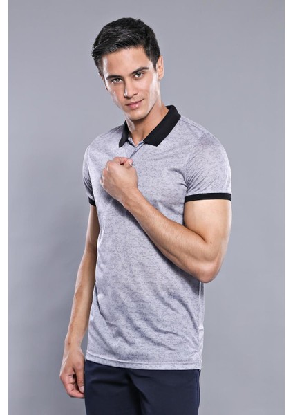 Erkek Çiçek Desenli Polo Yaka Slim Fit Tişört fiyatları