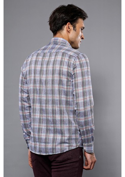 Erkek Ekose Desenli Uzun Kollu Slim Fit Gömlek modelleri