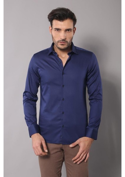 Erkek Pamuk Saten Slim Fit Gömlek modelleri