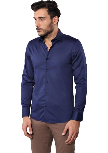 Erkek Pamuk Saten Slim Fit Gömlek indirimleri