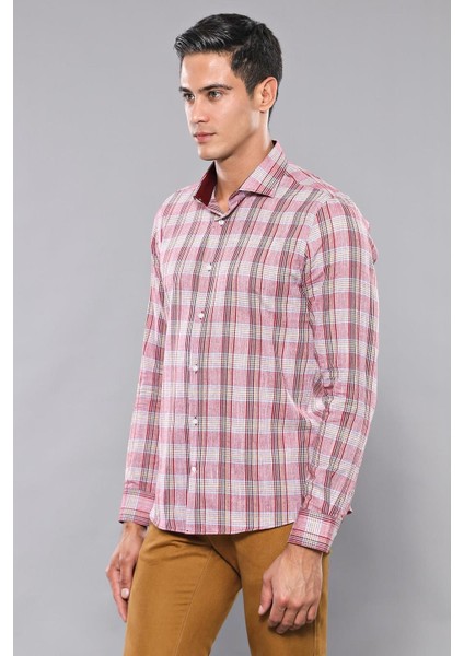Erkek Ekose Desenli Uzun Kollu Slim Fit Gömlek fiyatları