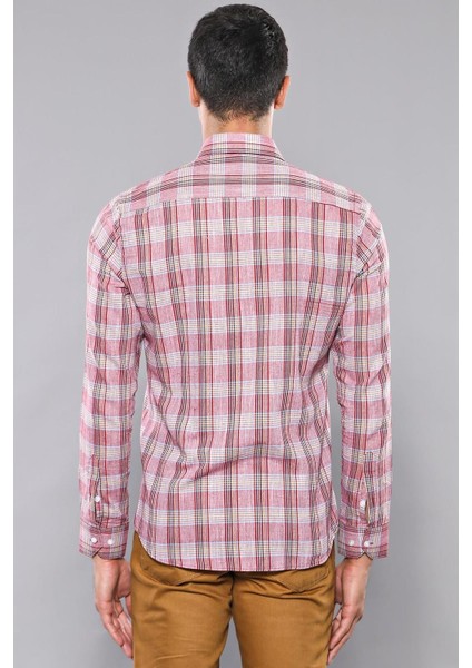 Erkek Ekose Desenli Uzun Kollu Slim Fit Gömlek modelleri