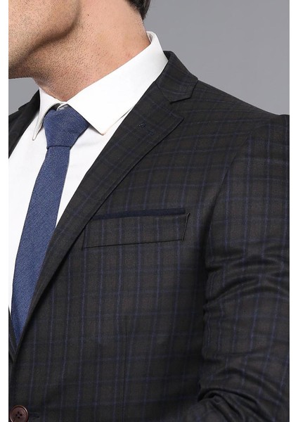 Erkek Ekose Desenli Sivri Yaka Slim Fit Ceket fiyatları