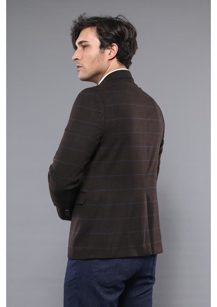 Erkek Ekose Desenli Sivri Yaka Slim Fit Ceket fırsatları