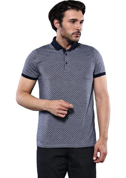 Erkek Slim Fit Polo Yaka Desenli Pamuk Tişört