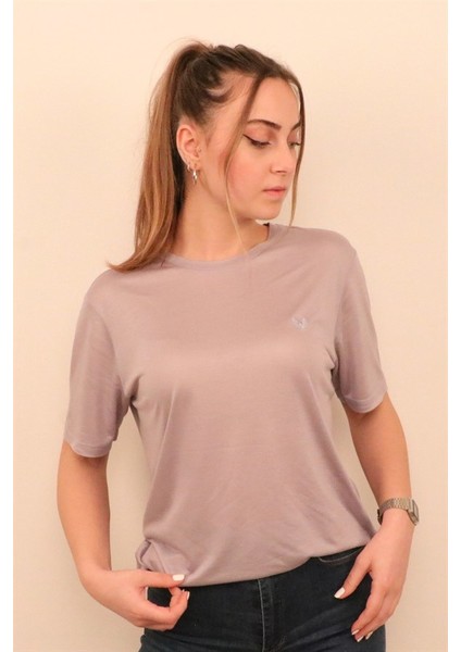 Kadın Gri Bisiklet Yaka T-Shirt fiyatları