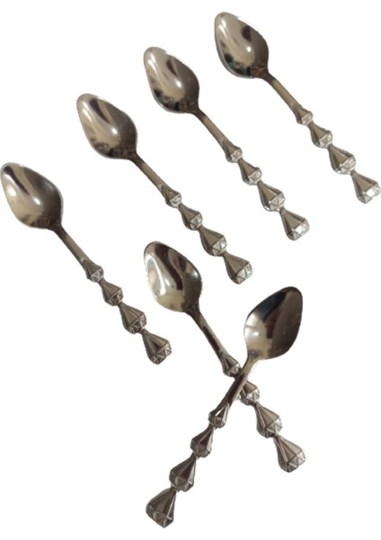 Pırlanta Model Paslanmaz Çelik 12'li Paket Çay Kaşığı