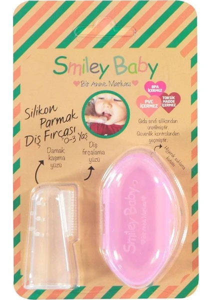 Smiley Baby 0-3 Ay Silikon Parmak Diş Fırçası - Pembe