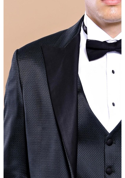 Erkek Çıkma Yaka Garnili Yelekli Slim Fit Damatlık fiyatları