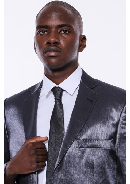 Erkek Saten Iki Düğme Slim Fit Smokin