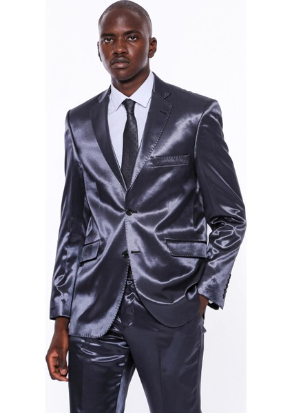 Erkek Saten Iki Düğme Slim Fit Smokin