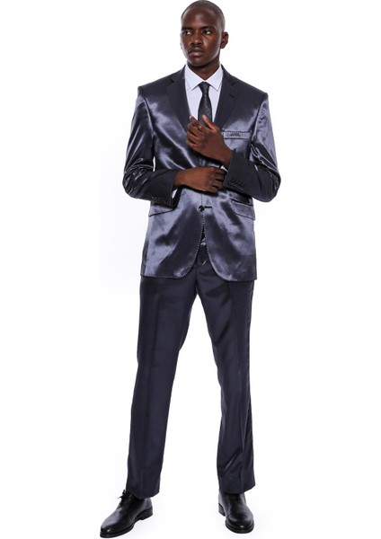 Erkek Saten Iki Düğme Slim Fit Smokin
