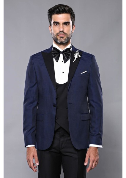 Erkek Desenli Slim Fit Damatlık Takım Elbise