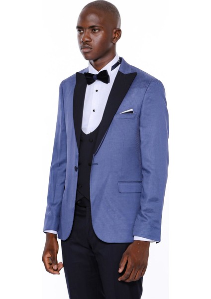 Erkek Desenli Slim Fit Damatlık Takım Elbise