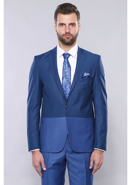 Erkek Slim Fit Renk Geçişli Takım Elbise