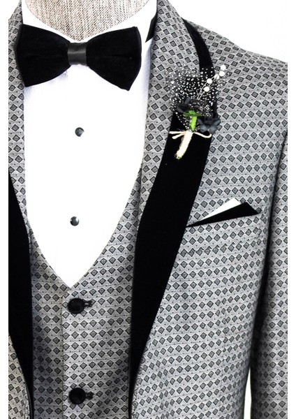 Erkek Yelekli Damatlık Slim Fit Takım Elbise fırsatları