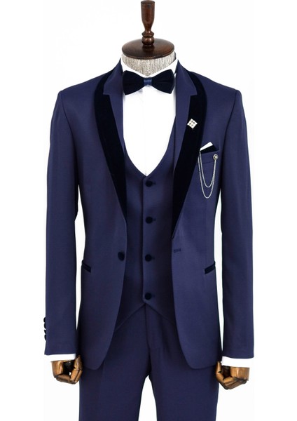 Erkek Yelekli Damatlık Slim Fit Takım Elbise