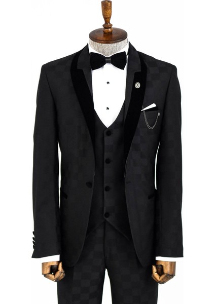 Erkek Yelekli Damatlık Slim Fit Takım Elbise