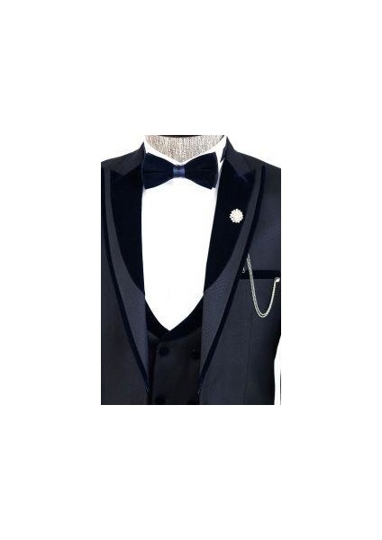 Erkek Yelekli Damatlık Slim Fit Takım Elbise