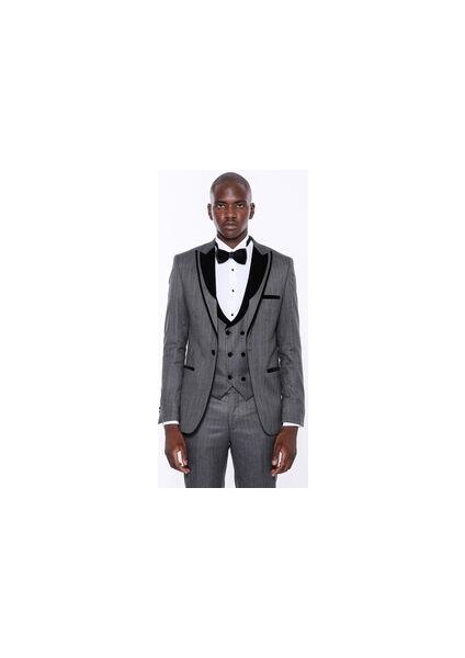 Erkek Yelekli Damatlık Slim Fit Takım Elbise