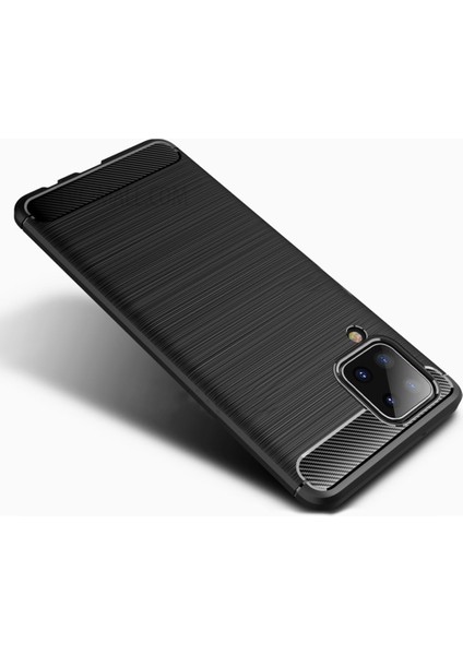 Samsung Galaxy A12 Brushed Carbon Fiber Silikon Kılıf - Siyah fiyatları