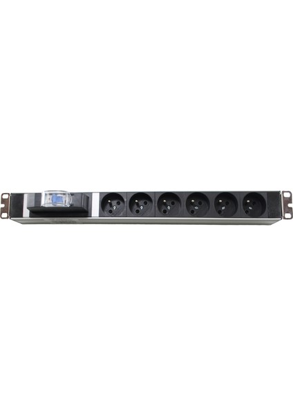 Connect 19'' 1U 6 WAY SCHUKO TYPE (DIN49440) SOCKET CIRCUIT BREAKER CONNECTED, 3X1,5 mm² NYMHY CABLE, DIN49441 PLUG ALUMINIUM PROFILE FRAME PDU