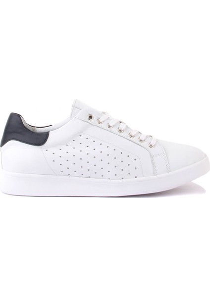 Sail Lakers - Beyaz Deri Beyaz Zımbalı Erkek Sneaker