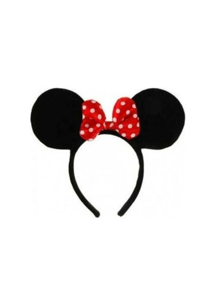Taç Minnie Siyah Kırmızı Puanlı Fiyonk