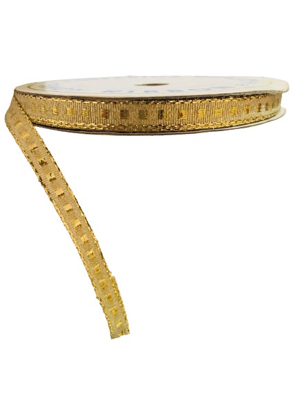 Kurdele Fantastik Simli Gold Kare 1,5cm x 25M