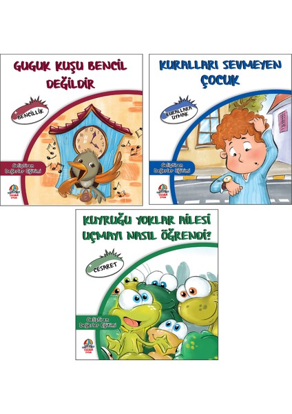 Geliştiren Değerler Seti- Bencillik + Kurallara Uymak + Cesaret /6 + Yaş / 3 Kitap / Set / Yağmur Çocuk