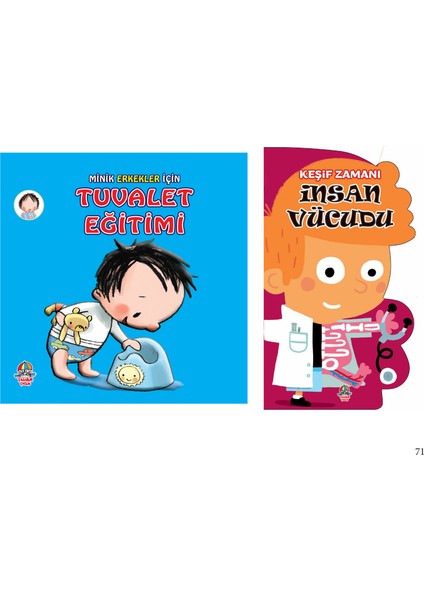 Minik Erkekler İçin Tuvalet Eğitimi + Keşif Zamanı-İnsan Vücudu/ 2-3 Yaş - Okul Öncesi / 2 Kitap / Set / Yağmur Çocuk
