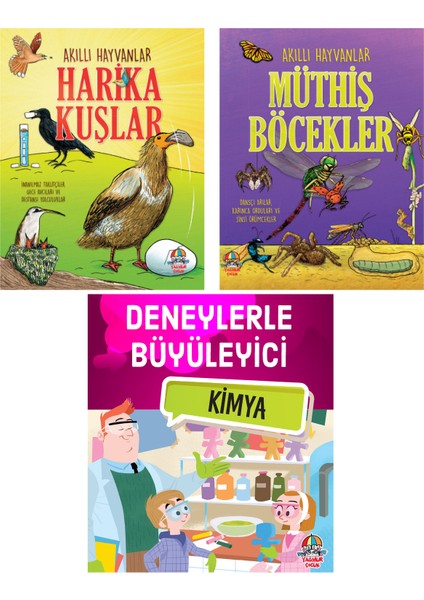 Harika Kuşlar + Müthiş Böcekler + Büyüleyici Kimya / 10 + Yaş / 3 Kitap / Set / Yağmur Çocuk /