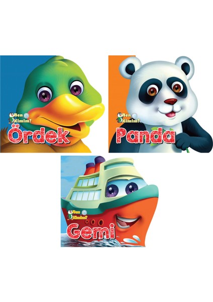 Ben Kimim Serisi - Ördek + Panda + Gemi / 2-3 Yaş - Okul Öncesi / 3 Kitap / Set / Yağmur Çocuk