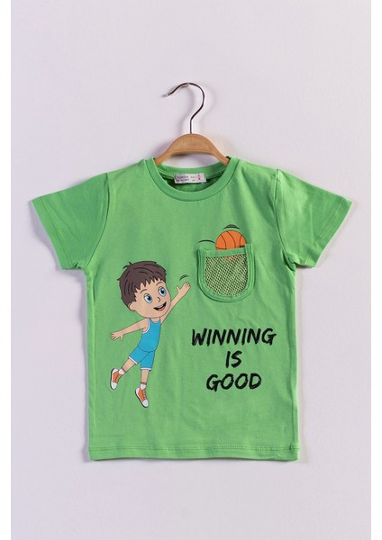 Toontoy Erkek Çocuk Cep Detaylı Baskılı Tişört
