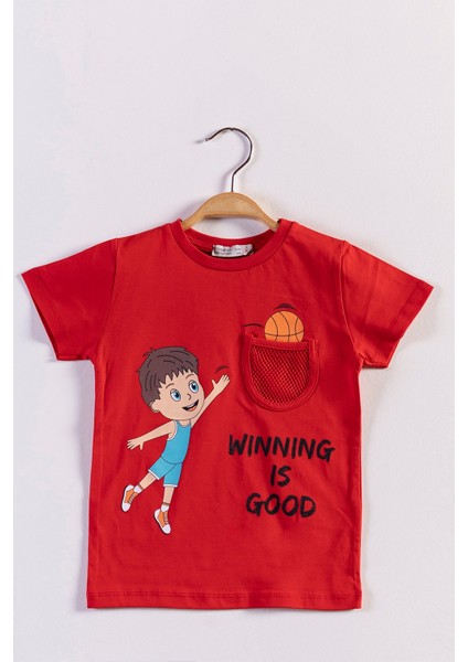Toontoy Erkek Çocuk Cep Detaylı Baskılı Tişört