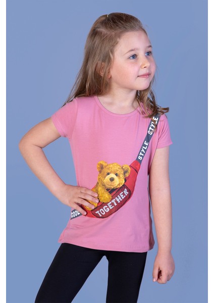 Toontoy Kız Çocuk Çanta Baskılı Tişört