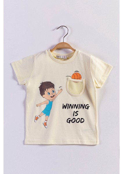 Toontoy Erkek Çocuk Cep Detaylı Baskılı Tişört