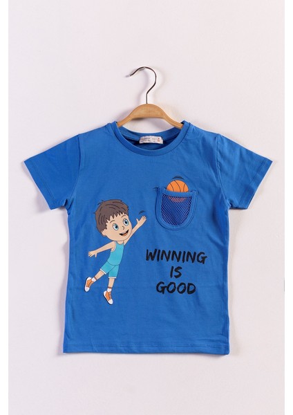 Toontoy Erkek Çocuk Cep Detaylı Baskılı Tişört