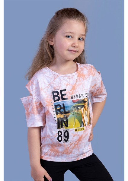 Toontoy Kız Çocuk Batik Desenli Dijital Baskılı Tişört