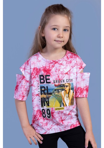 Toontoy Kız Çocuk Batik Desenli Dijital Baskılı Tişört