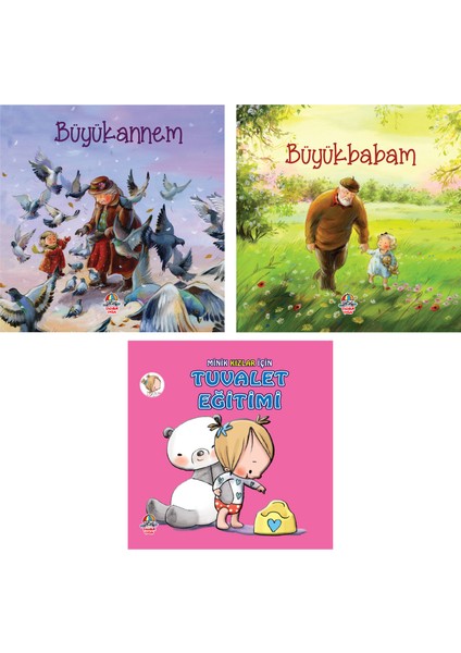 Minik Kızlar İçin Tuvalet Eğitimi + Büyükbabam + Büyükannem/ 2-3 Yaş - Okul Öncesi / 3 Kitap / Set / Yağmur Çocuk