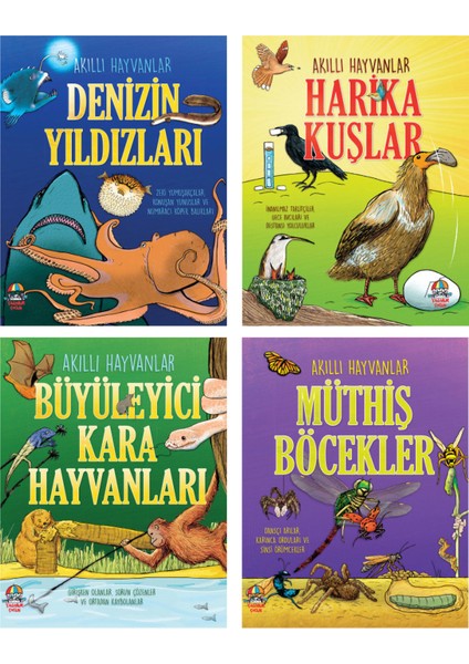 Akıllı Hayvanlar Serisi / 9 + Yaş / 4 Kitap / Set / Yağmur Çocuk