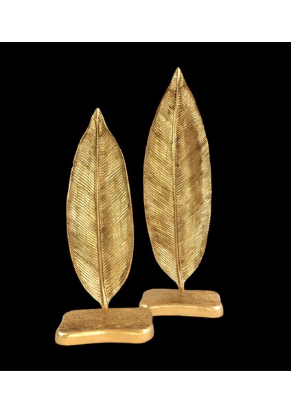 2 Li Dekoratif Kaideli Yaprak Gold