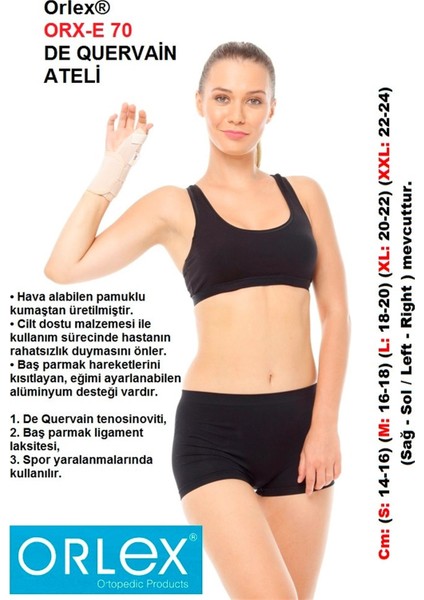 ® Orx-E 70 - ( Sol El ) De Quervain Ateli (Hava Alabilen Pamuklu Kumaştan Üretilmiştir.)