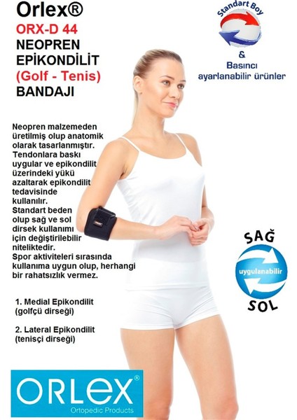 Orx-D 44  Neopren Epikondilit Bandajı  ( Golfçü Dirsekliği )