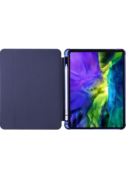 Apple iPad Pro 11 2020 2. Nesil Kılıf Kalem Bölmeli Smart Standlı Tablet Kılıfı Lacivert